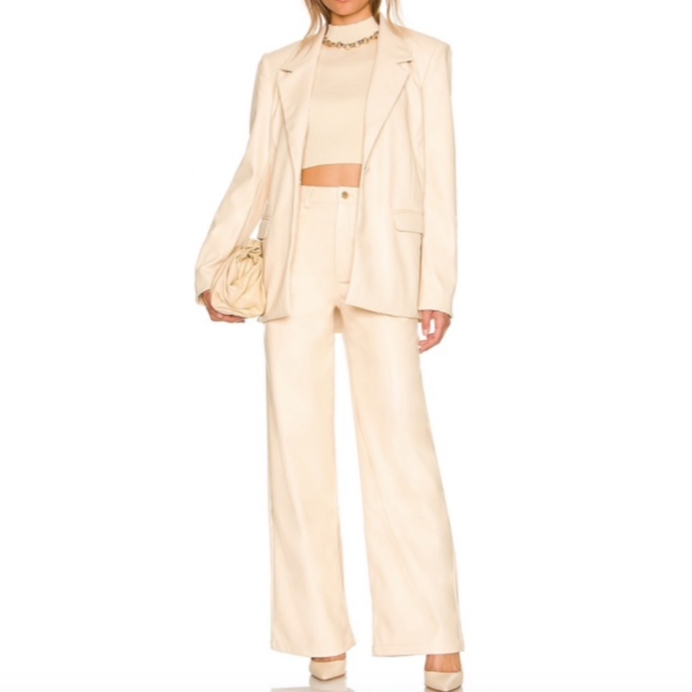 NWT WeWoreWhat Vegan Leather Ivory Pants